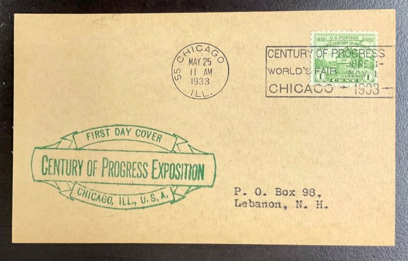 728 Unknown Cachet 1933 Century of Progress FDC  P-119