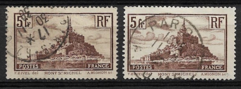 1930-1 France 249-250  Mount St. Michel Die 1 & 2 used