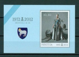 Faroe Islands. 1 Souv. Sheet. 2012 Mnh. Queen Margrethe II - 40 years On Throne.