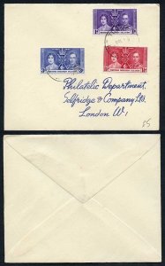 British Solomon Is 1937 Coronation on a Cover