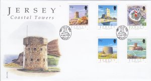 Jersey 2005 Coastal Towers   set of 5 on FDC