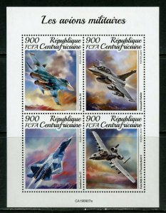 CENTRAL AFRICA 2019 MILITARY PLANES   SHEET  MINT NH