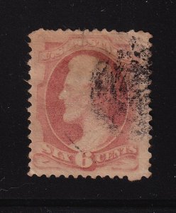 1870 Lincoln Sc 148 used 6c carmine single stamp CV $22.50