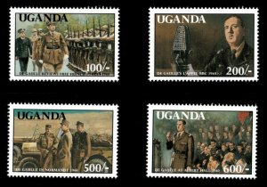 Uganda 1991 - CHARLES DE GAULLE II - Set of 4 Stamps (Scott #932-35) - MNH