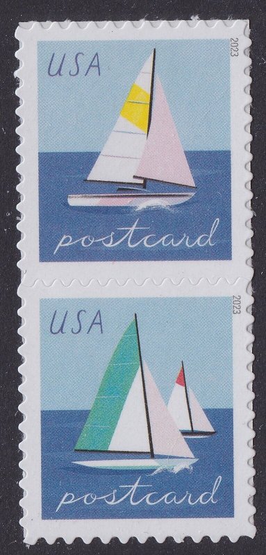 Us 5747 5748 5748a Sailboats Postcard Rate Vert Pair B 2 Stamps Mnh 2023 United States 