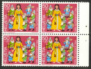 SWITZERLAND 1985 50c+20c SNOW WHITE Pro Juventute BLK4 Sc B519 MNH