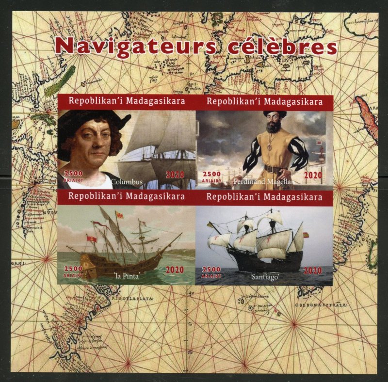 Madagascar 2020: Famous Navigators Columbus/Magellan IMP sheet mint never hinged