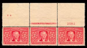 MOMEN: US STAMPS #324 MINT OG NH PLATE STRIP OF 3