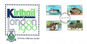 KIRIBATI - LONDON 1980 STAMP EXPO SET OF 4 ON CACHET FIRST DAY COVER 1980