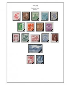 COLOR PRINTED JAPAN 1941-1950 STAMP ALBUM PAGES (38 illustrated pages)