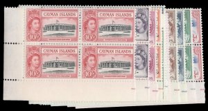 Cayman Islands #135-149 Cat$350, 1953 QEII, complete set in blocks of four, n...