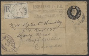 1917 WWI Registered Cover APO S.52 Canadian Corps Troops to Sydney Mines RPOs