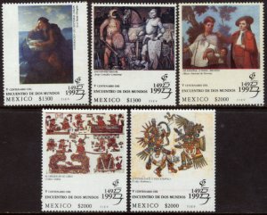 MEXICO 1726-1730, DISCOVERY OF AMERICA 500th ANNIVERSARY SET OF 5  MINT NH. VF.