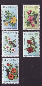 St. Vincent-Scott#465-9-Unused NH set-Flowers-Birds-1976-