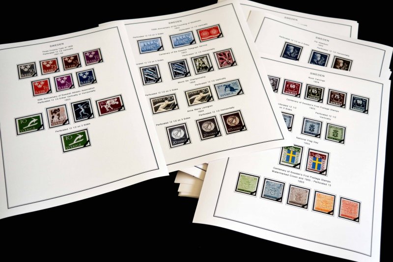 COLOR PRINTED SWEDEN 1941-1970 STAMP ALBUM PAGES (47 illustrated pages)