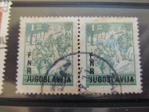 1949 Yugoslavia Yugoslavia 1d Fine Pair Used Stamp A11P14F21-