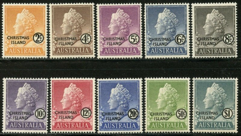 CHRISTMAS IS.  Sc#1-10 1958 QEII First Definitives Complete Set OG Mint NH