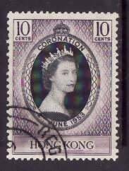 Hong Kong-Sc#184- id14-used QEII Coronation set-1953-any rainbow