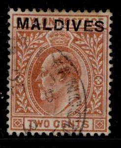 MALDIVE ISLANDS EDVII SG1, 2c red-brown, USED. Cat £50.
