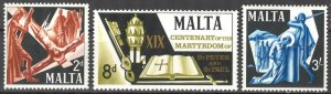 Malta 1967 1900 Years of Martyrdom of St. Peter and Paul set of 3 MNH