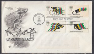 United States Scott 1460-2 & C85 Art Craft FDC - 1972 Olympic Games