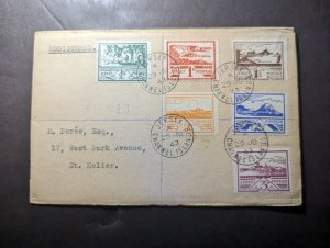 1943 Registered England British Channel Islands Cover Jersey CI Local Use