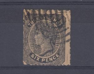 Turks Islands QV 1881 6d Olive Black SG51 Fine Used J3432