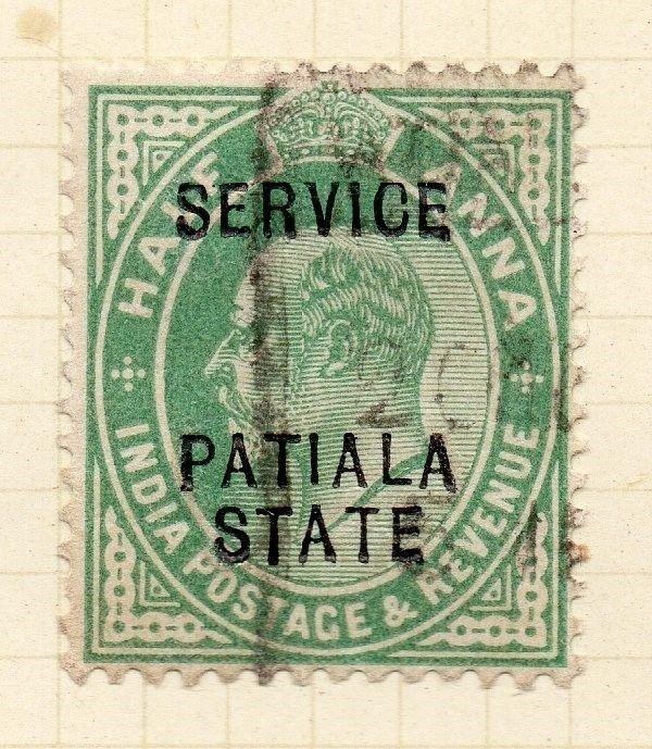 Indian States Patiala 1903 Early Issue Fine Used 1/2a. Optd 075614