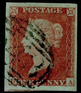 SG8, 1d red-brown PLATE 157, FINE USED. Cat £50. 4 MARGINS. HA 