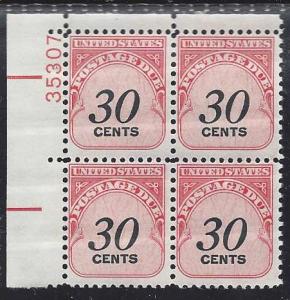 Catalog #J98 Plate Block of 4 Postage Due Black denomination 30 Cent