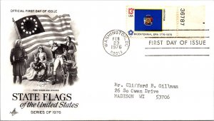 FDC 1976 SC #1682 Artcraft Cachet, Wisconsin - Washington DC - Single - J1343