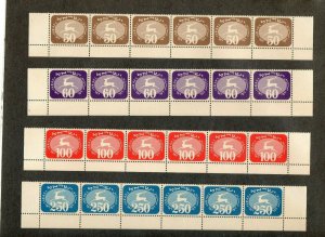 Israel Scott #J12-20 1952 3rd Postage Dues Complete Tab Rows MNH!!