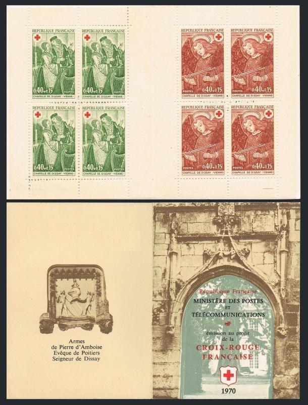 France B443a booklet,MNH.Michel 1733-1734 MH. Red Cross-1970.Dissay Chapel.