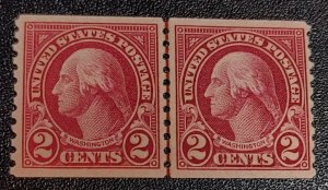 Scott Stamp# 599b-Washington 1923 2¢ Scarce Carmine Lake. JLP, MNH OG. SCV $950