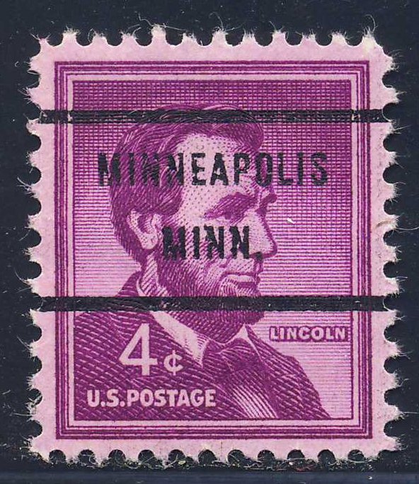 Minneapolis MN, 1036-71 Bureau Precancel, 4¢ Lincoln