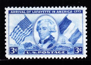 US 1010 3c Arrival of Lafayette in America w/PSE Cert 95 XF-S OG NH SMQ $25