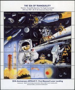 Palau 218 ay sheet, 219, MNH. Mi 282-307. Apollo 11. Moon landing 20th Ann.1989.