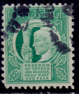 United States, 1943, Four Freedoms, 1c, #908, used**