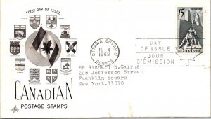 Canada 1968 FDC Canadian Postage Stamps - Ottawa Ont - Single 15c Stamp - F76741