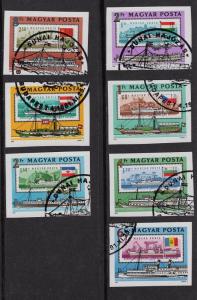 Hungary  #2705-2711   1981 cancelled imperforated Danube commission  boats flags