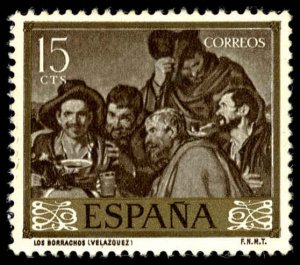 SPAIN 893 USED - 1959 15c - The Drinkers by Velazquez