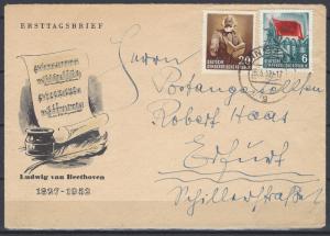 German Democratic Republic Scott # 137 + 141, used, on cover 1953-5-26