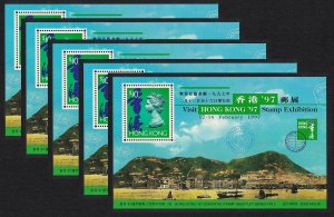 Hong Kong Visit Stamp Exhibition MS 2nd Issue 5 pcs 1996 MNH SC#743