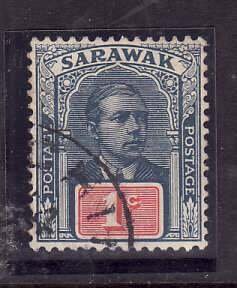 Sarawak-Sc#79- id8-used 1c slate blue & rose-Sir Charles Vyner Brooke-1928-9-