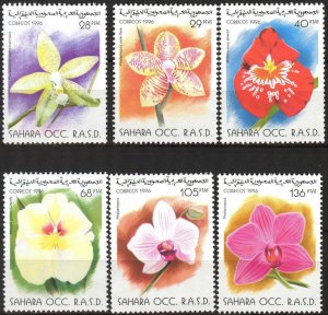 Sahara OCC. R.A.S.D.  1996 Flowers Orchids Set of 6 MNH