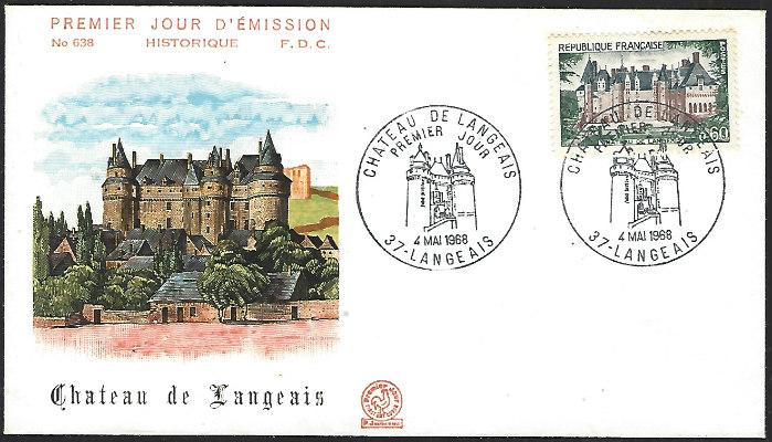 France May 4, 1968 Langeais First Day Cover Unaddressed