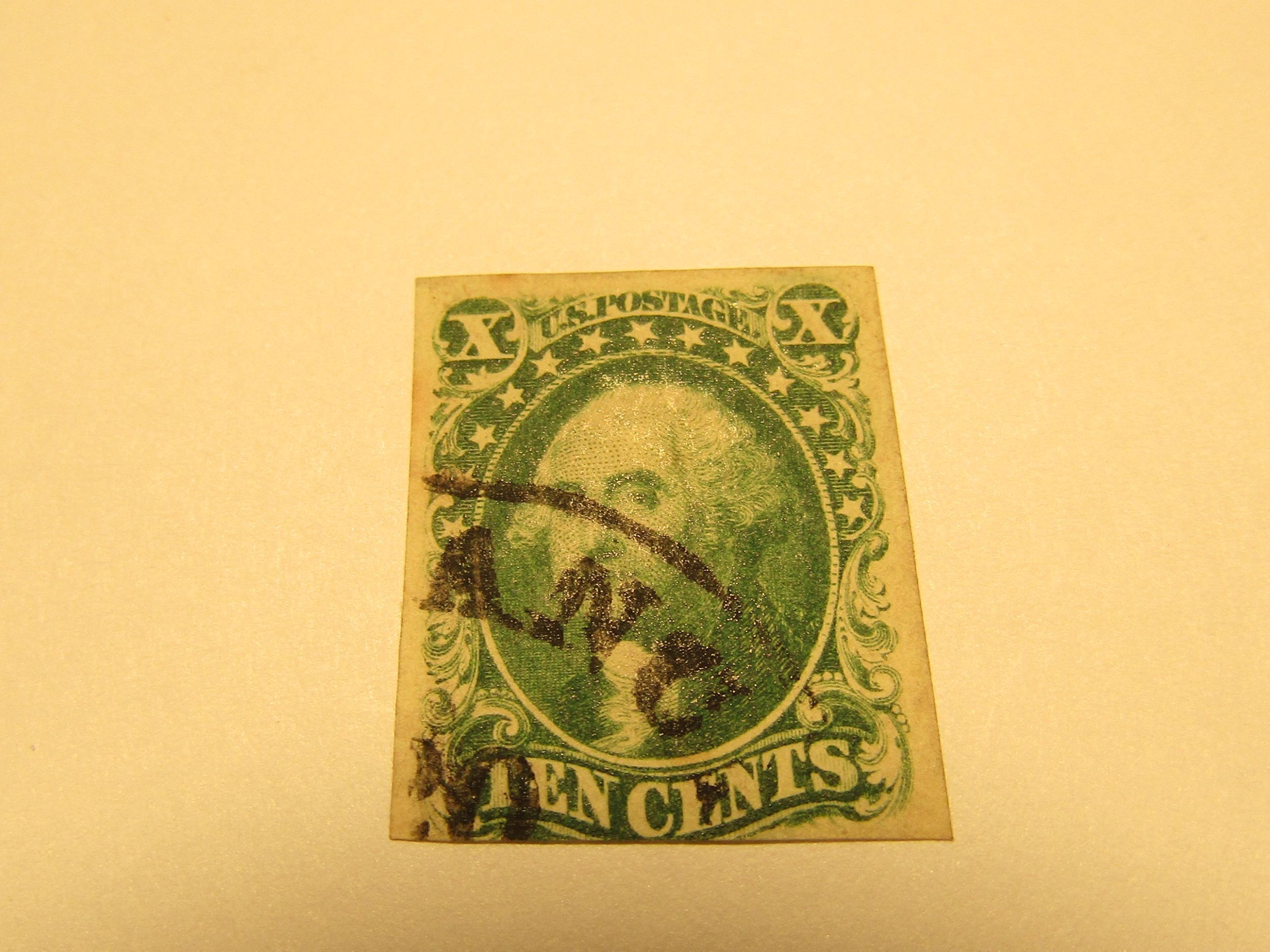 US Stamps, Scott #15, SCV $145, 1851 10c green, Type III, used, w/Certificate,