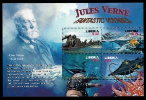 Liberia - 2005 - Jules Verde - Space - Sheet of 4 Stamps - Scott #2337 - MNH