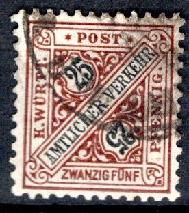 German States Wurttemberg Scott # O129, used