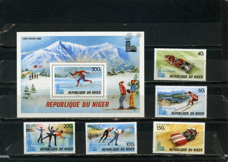 NIGER 1979 WINTER OLYMPIC GAMES LAKE PLACID SET OF 5 STAMPS & S/S MNH 